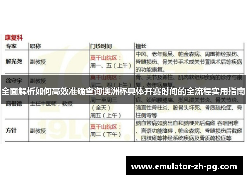 全面解析如何高效准确查询澳洲杯具体开赛时间的全流程实用指南